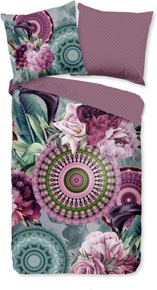 Traumschloss Satin Bettwäsche - Bandhura - Mandalas mit Blumen, mint, rosa 155x220 / 80x80 Bild 1