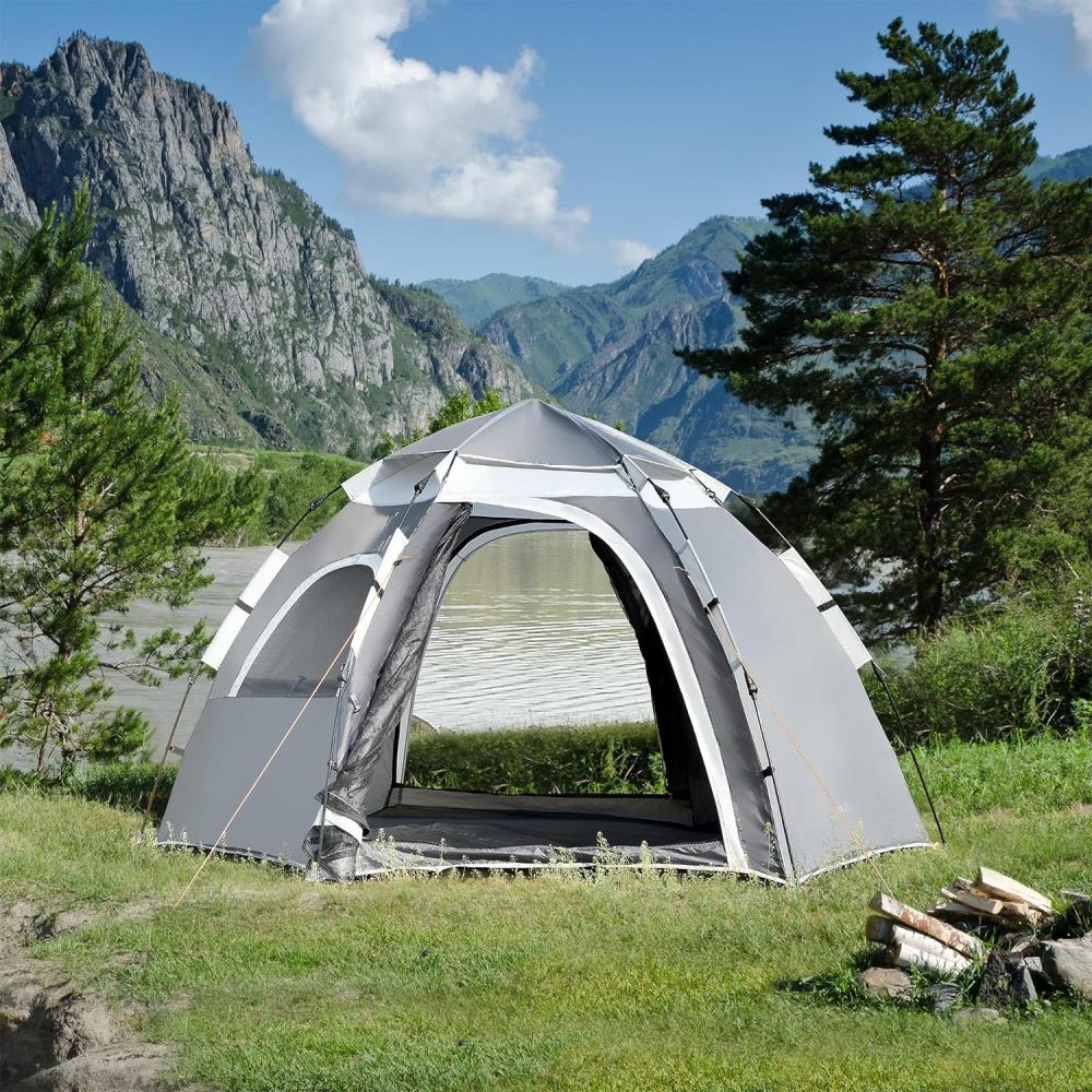Campingzelt Nybro Pop Up Kuppelzelt 240x205x140cm Grau [pro. tec] Bild 1
