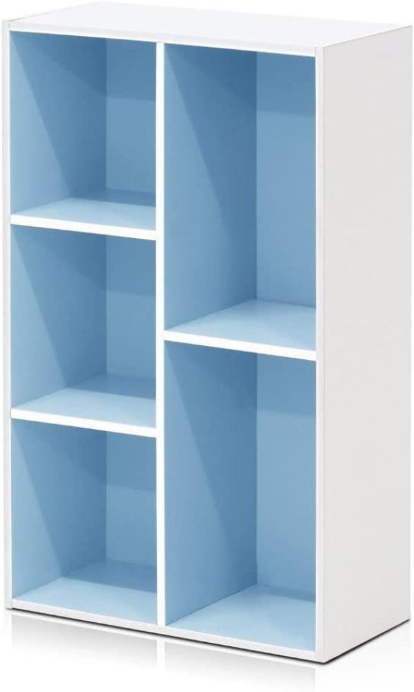 Furinno offenes Bücherregal mit 5 Fächern, holz, Weiß/Hellblau, 49. 5 x 23. 9 x 80 cm Bild 1