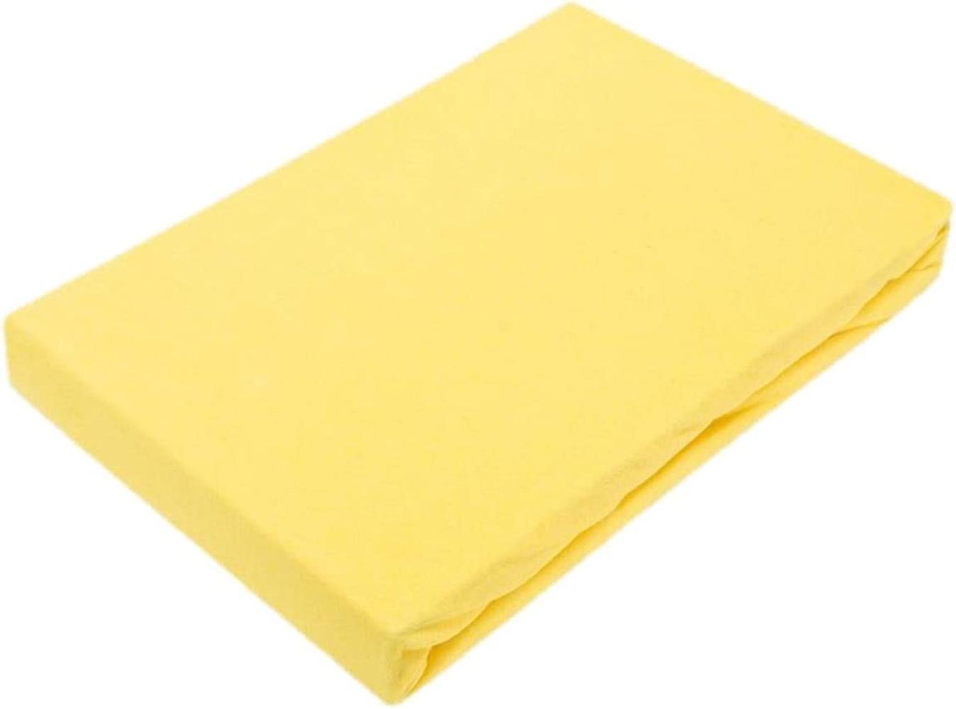 Jersey Spannbettlaken für Wasserbetten Rundumgummizug 200 x 220 cm Gelb Bild 1