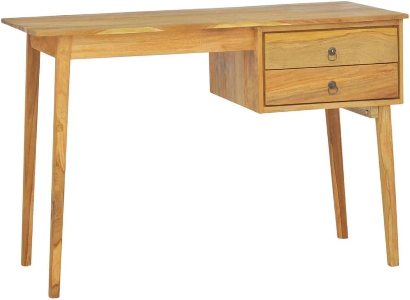 Schreibtisch mit 2 Schubladen 110x52x75 cm Massivholz Teak Bild 1