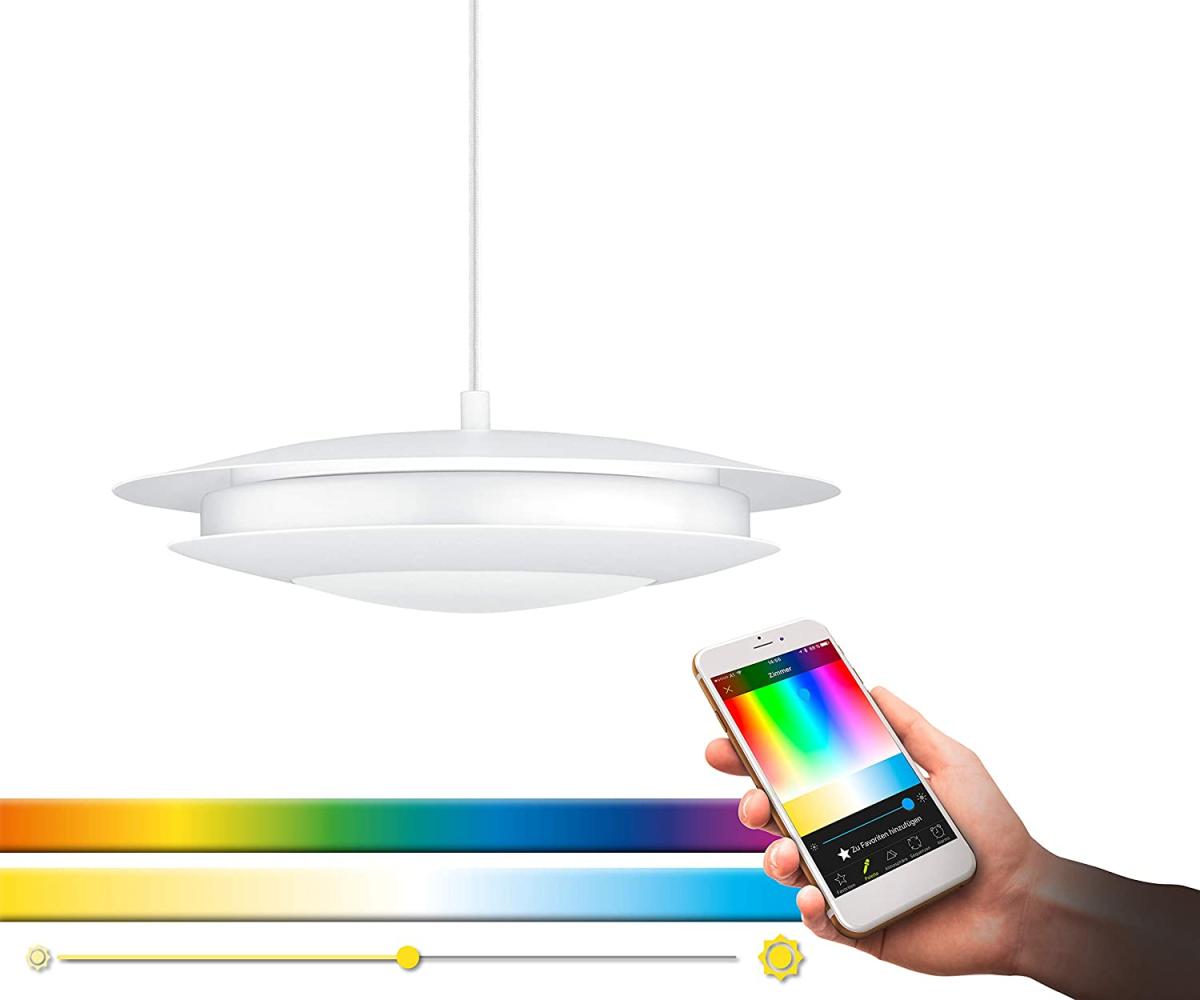 Eglo 98041 LED Pendelleuchte MONEVA-C weiß Ø40,5cm H:150cm dimmbar mit Connect Funktion Bild 1