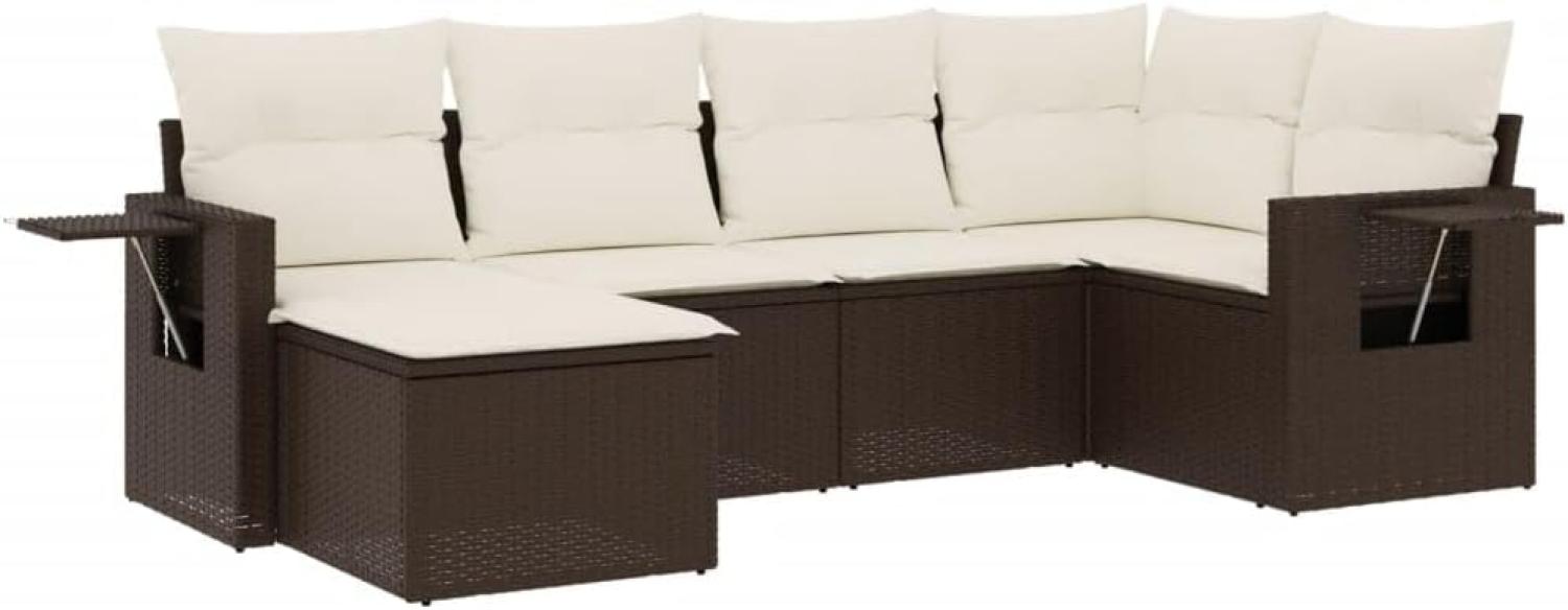 vidaXL 6-tlg. Garten-Sofagarnitur mit Kissen Braun Poly Rattan Bild 1