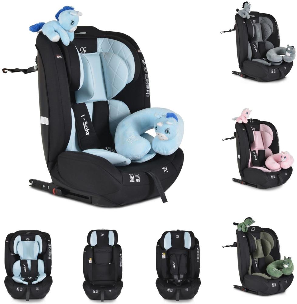 Moni Kindersitz i-Size i-Safe (76-150cm) Isofix, Top Tether, 13-fach verstellbar blau Bild 1