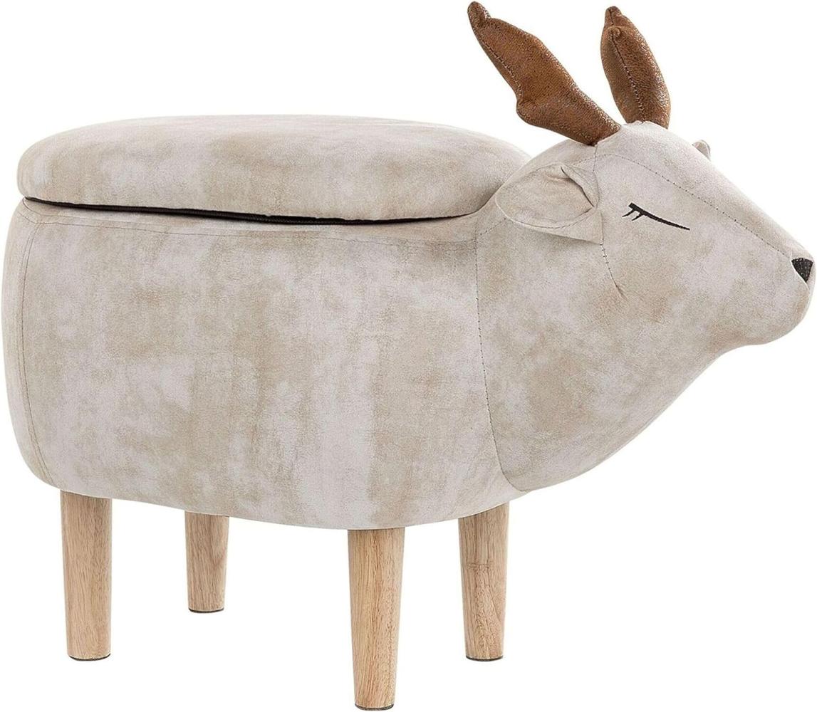 Hocker Polsterbezug mit Stauraum beige REINDEER Bild 1