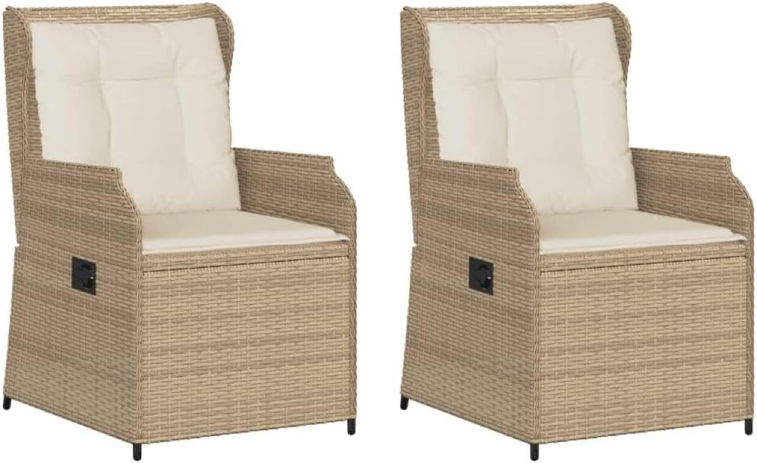 Gartensessel mit Kissen 2 Stk. Verstellbar Beige Poly Rattan 368995 Bild 1