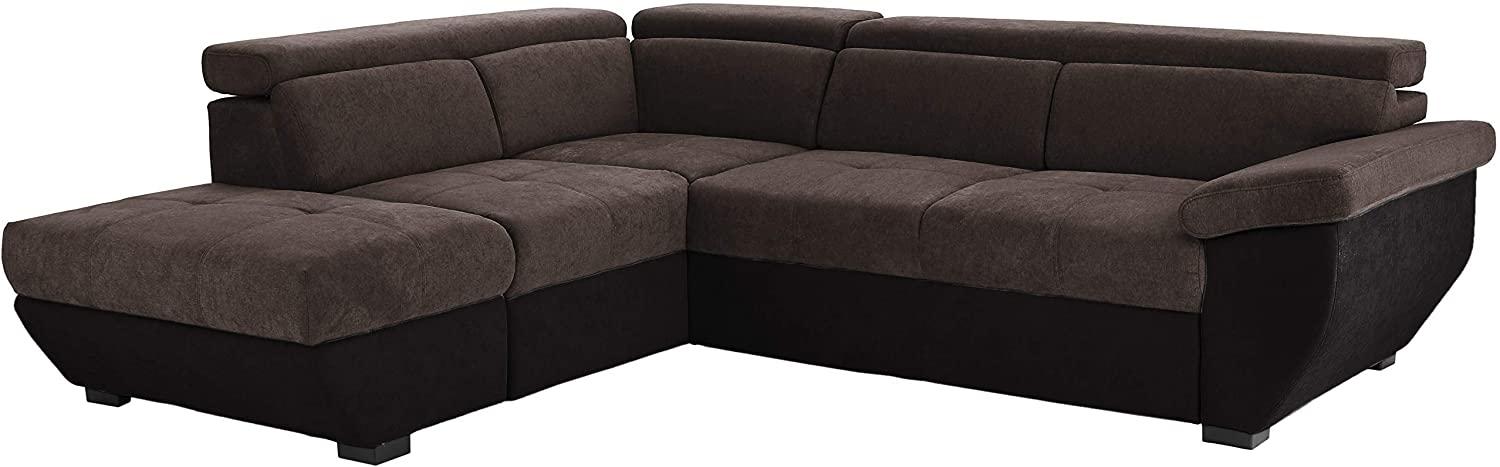 Mivano Ecksofa Speedway / Moderne Couch in L-Form mit verstellbaren Kopfstützen und Ottomane / 262 x 79 x 224 / Zweifarbiger Bezug, grey/black Bild 1