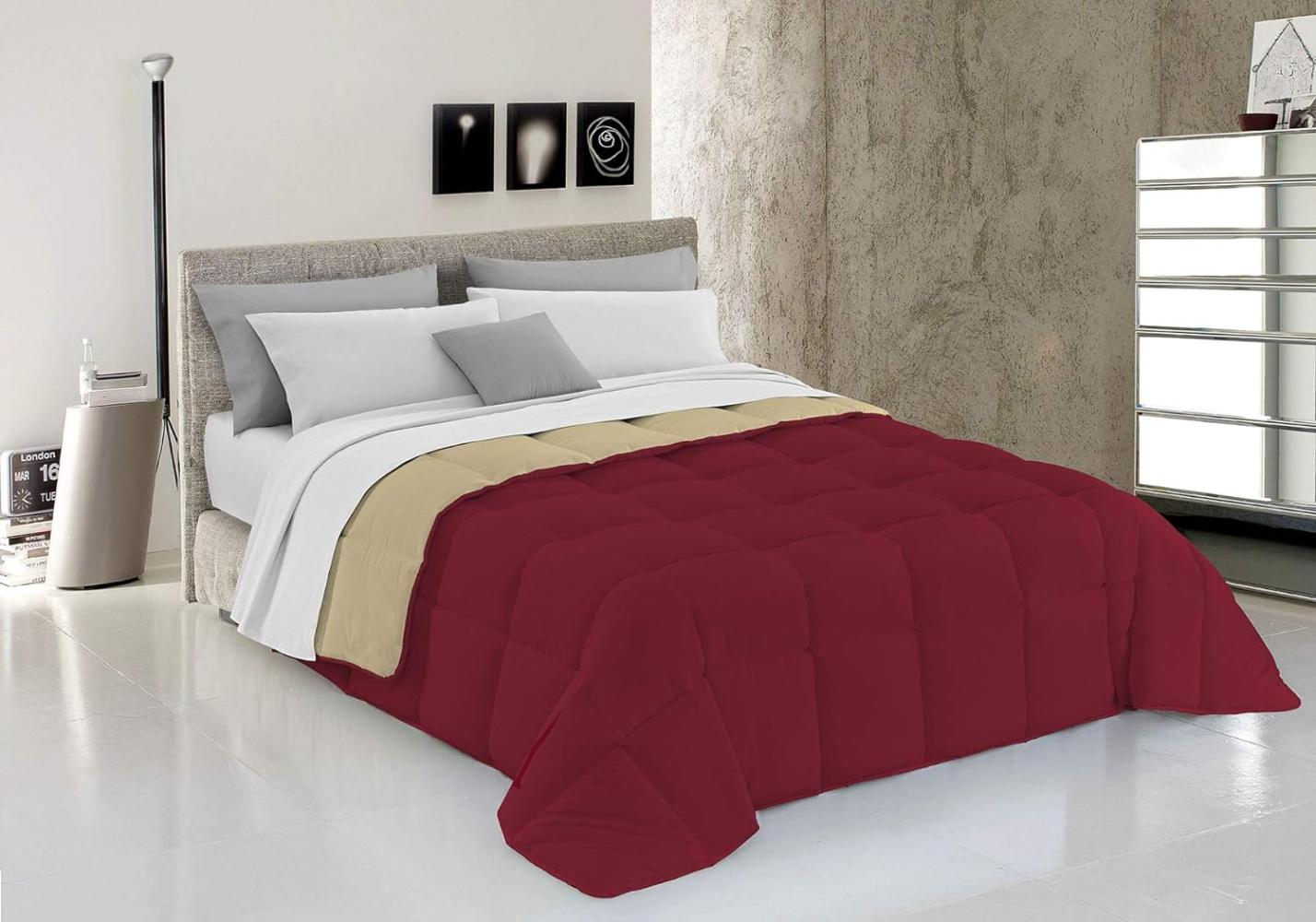 Italian Bed Linen Wintersteppdecke Elegant, Bordeaux/Creme, Doppelte, 100% Mikrofaser, 260x260cm Bild 1