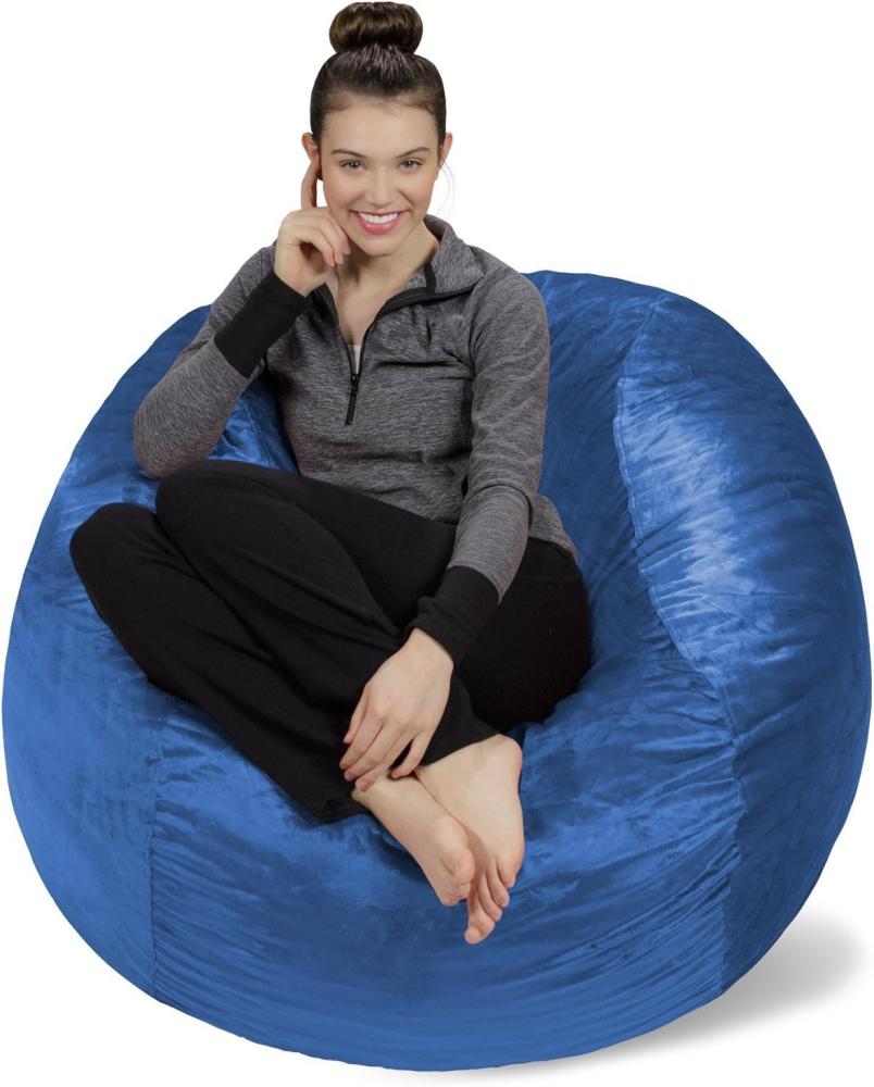 Sofa Sack XL-Das Neue Komforterlebnis Sitzsack mit Memory Schaumstoff Füllung-Perfekt zum Relaxen im Wohnzimmer oder Kinderzimmer-Samtig weicher Velour Bezug in Königsblau Bild 1