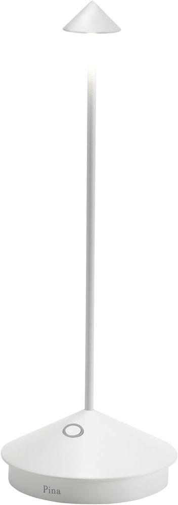Zafferano, Pina Lamp, Kabellose wiederaufladbare Tischleuchte mit Touch Control, auch als Außenleuchte verwendbar, Dimmer, 2200-3000 K, Höhe 29 cm, Farbe weiß Bild 1