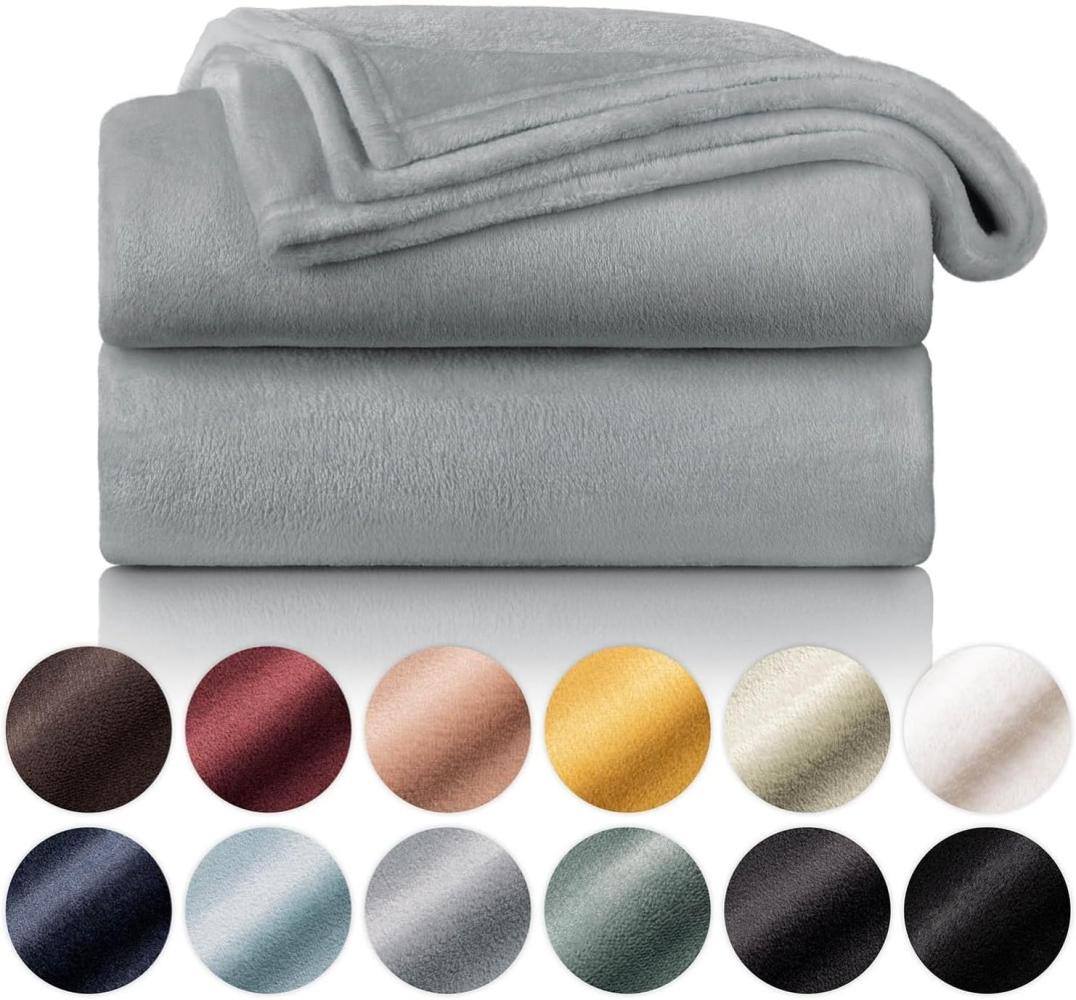 Blumtal Kuscheldecke aus Fleece - hochwertige Decke, Oeko-TEX® Zertifiziert in 270 x 230 cm, Kuscheldecke flauschig als Sofadecke, Tagesdecke oder Winterdecke, Grau Bild 1