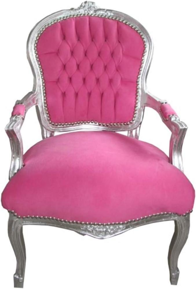Casa Padrino Barock Salon Stuhl Mod1 Rosa / Silber - Antik Design Bild 1