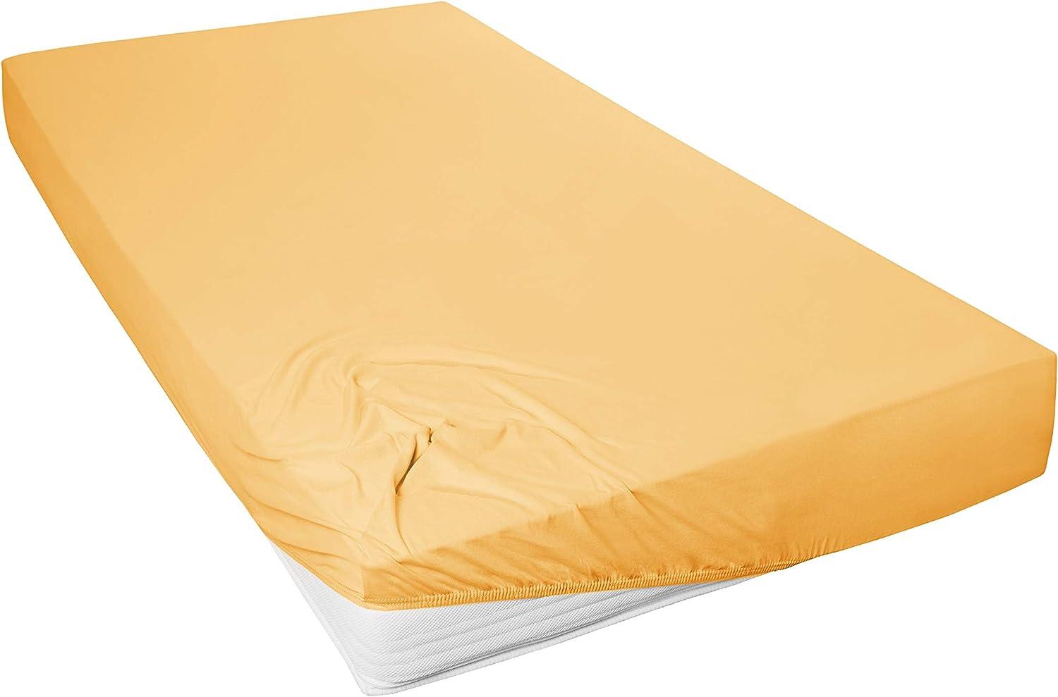 Primera Mako-Feinjersey Jersey-Spannbetttuch, gelb, 90x190-100x200 cm Bild 1