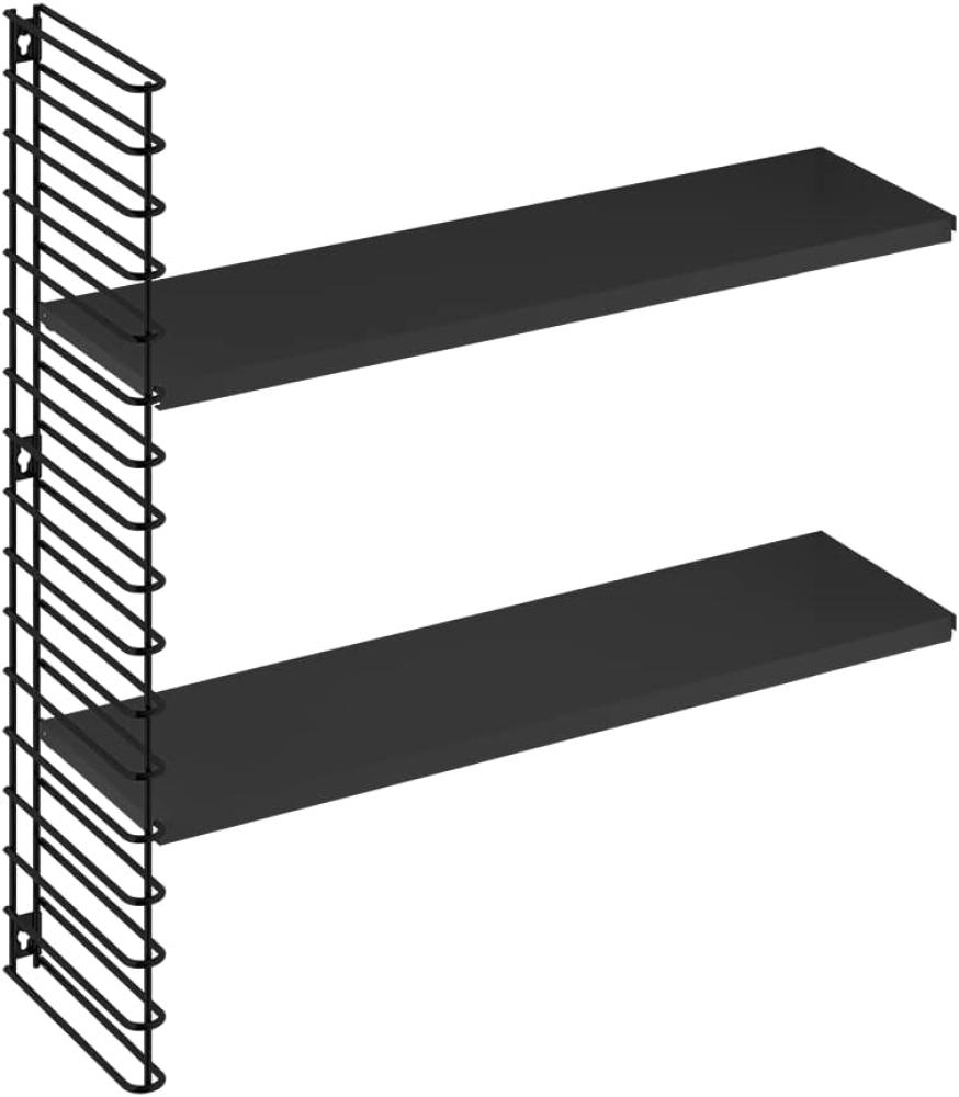 METALTEX 377613001 TOMADO Bücherregal Erweiterungsset mit 2 schwarzen Böden u. 1 Seitengitter in schwarz / TOMADO-Regalsystem-Erweiterung Bild 1
