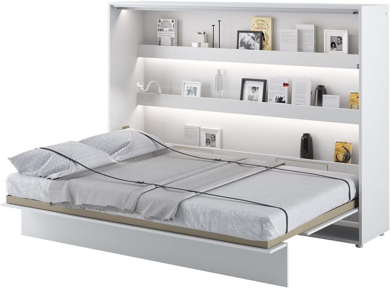 MEBLINI Schrankbett Bed Concept - Wandbett mit Lattenrost - Klappbett mit Schrank - Wandklappbett - Murp hy Bed - Bettschrank - BC-04 - 140x200cm Horizontal - Weiß Matt Bild 1