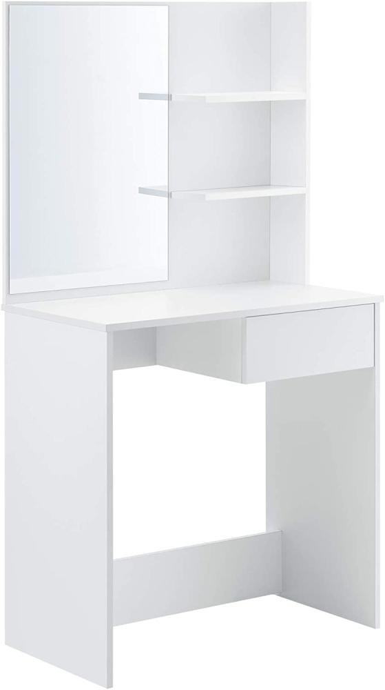 en.casa 'Rustenburg' Frisierkommode mit Spiegel und Schublade, Spanplatte weiß, 141 x 75 x 40 cm Bild 1