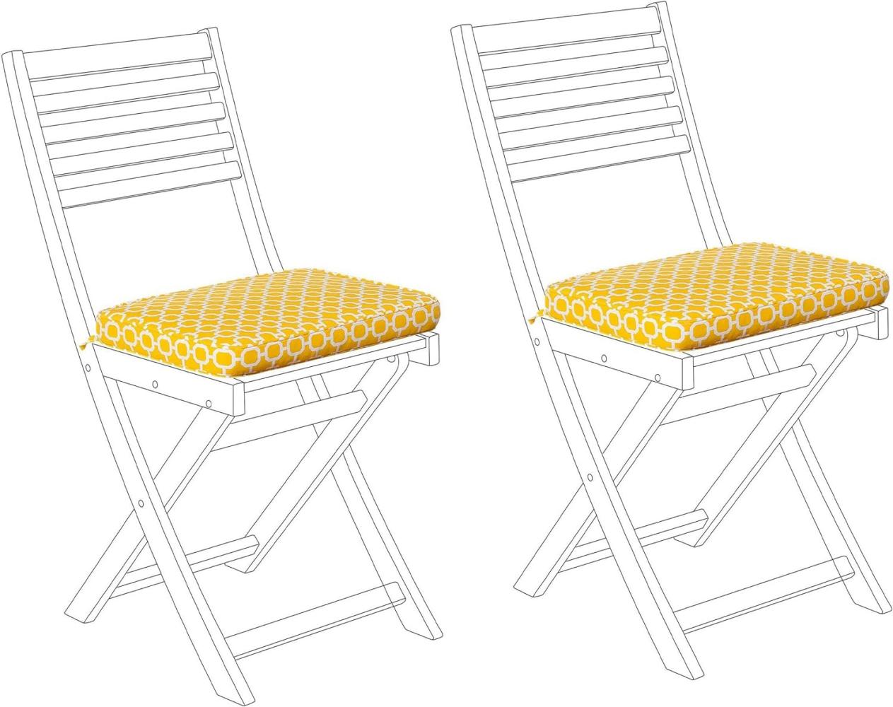 Sitzkissen für Stuhl FIJI 2er Set gelb weiß geometrisches Muster 29 x 38 x 5 cm Bild 1