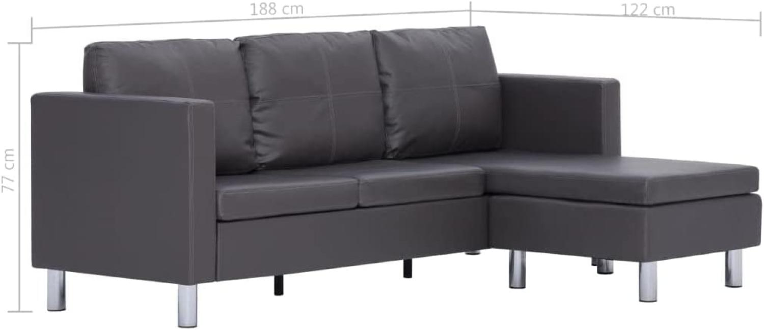 vidaXL 3-Sitzer-Sofa mit Kissen Grau Kunstleder Bild 1
