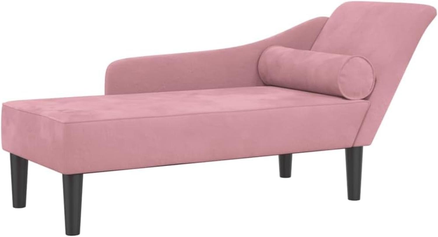 vidaXL Chaiselongue mit Kissen Rosa Samt Bild 1