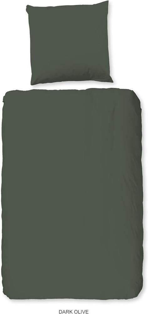 hip Mako Satin Bettwäsche 2 teilig Bettbezug 135 x 200 cm Kopfkissenbezug 80 x 80 cm 0280. 48. 08 Green Bild 1