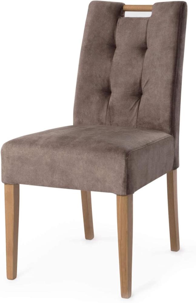 Möbel-Eins ABANO Polsterstuhl mit Griff, Material Massivholz/Bezug Samt braun Bild 1