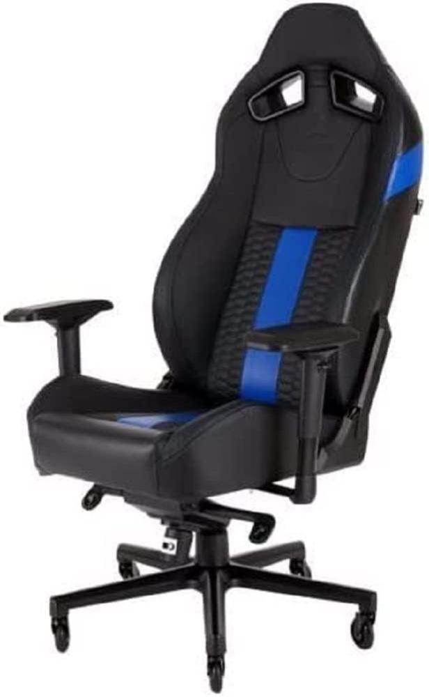 Corsair T2 Road Warrior - Kunstleder Gaming Stuhl (Einfache Montage, Ergonomisch Schwenkbar, Verstellbare Sitzhöhe & 4D Armlehnen, Komfortable breite Sitzfläche mit hoher Rückenlehne) Blau Bild 1