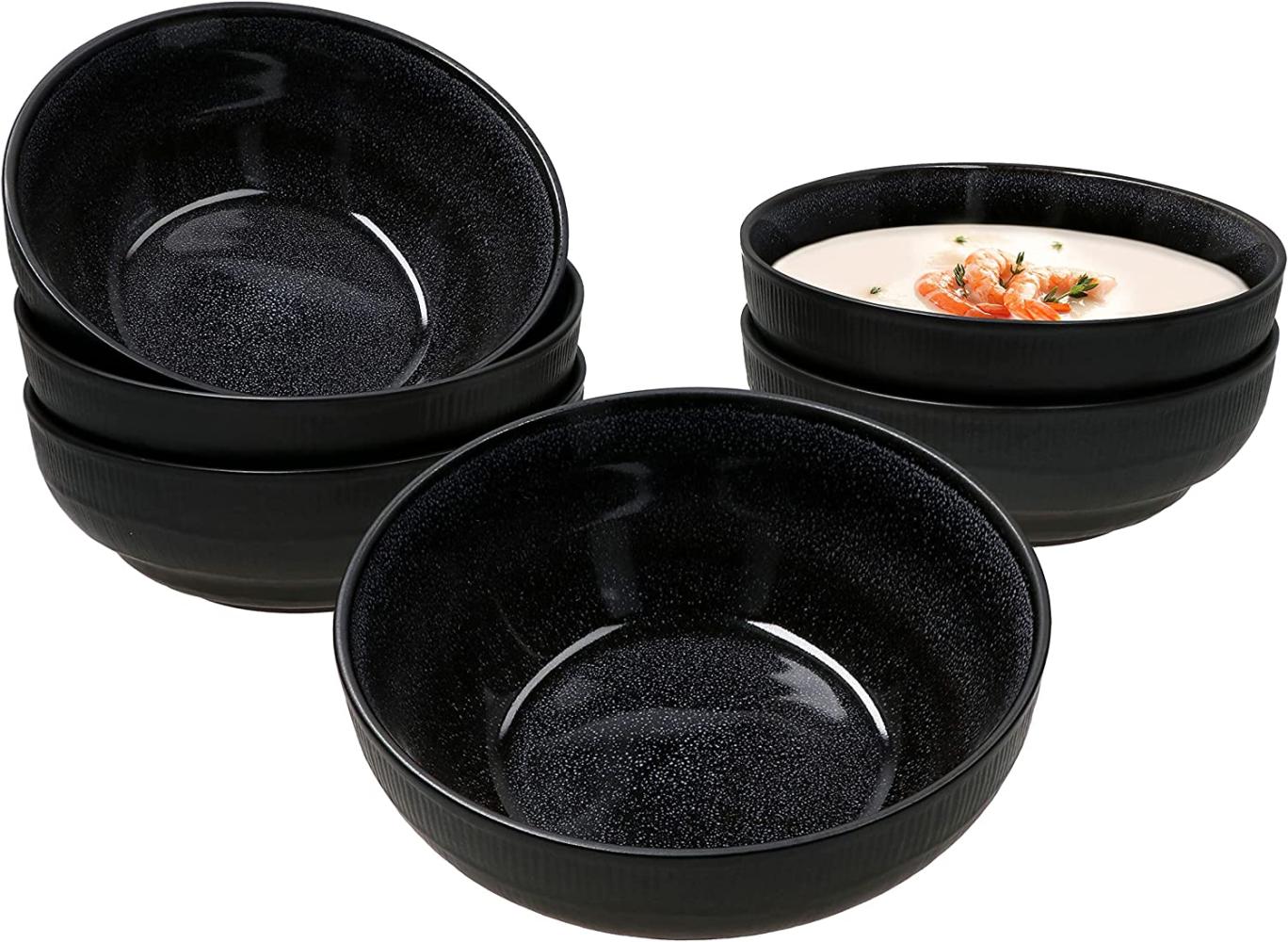 Reactive Glaze Black 6er Set Bowl-Schale 500ml Schüssel Schwarz Dessert Salat Bild 1