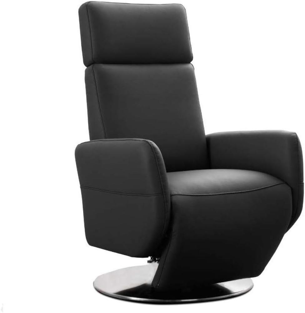 Cavadore TV-Sessel Cobra / Fernsehsessel mit 2 E-Motoren und Akku / Relaxfunktion, Liegefunktion / Ergonomie M / 71 x 110 x 82 / Echtleder Schwarz Bild 1