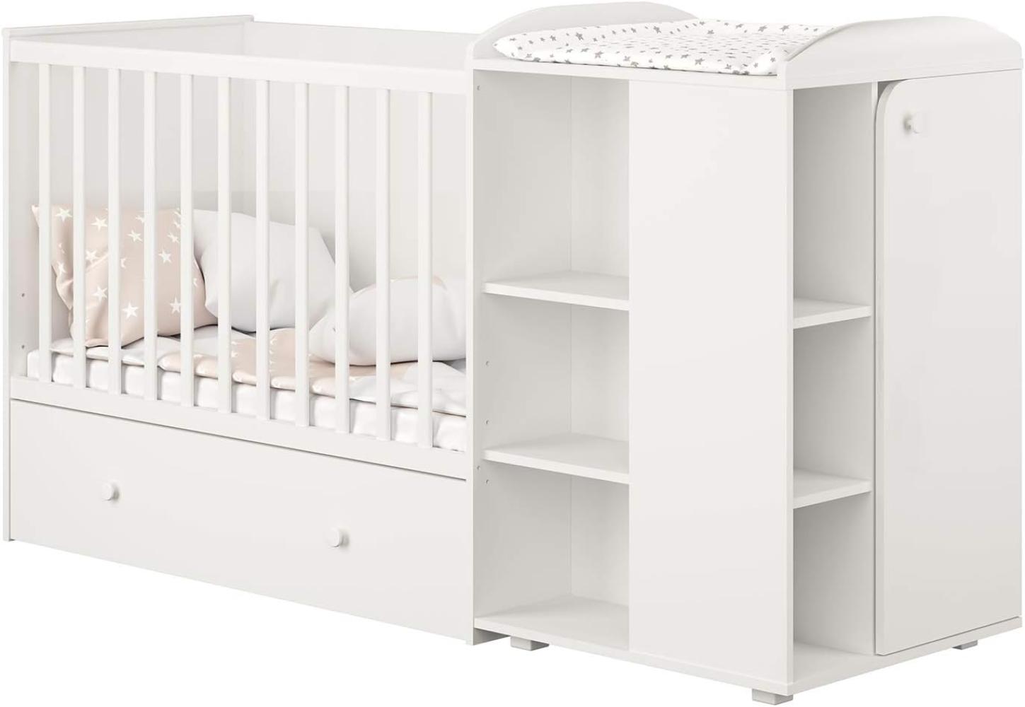 Polini 'French 800' Kombi-Kinderbett 60x120 cm, Ameli/weiß, mit Kommode Bild 1