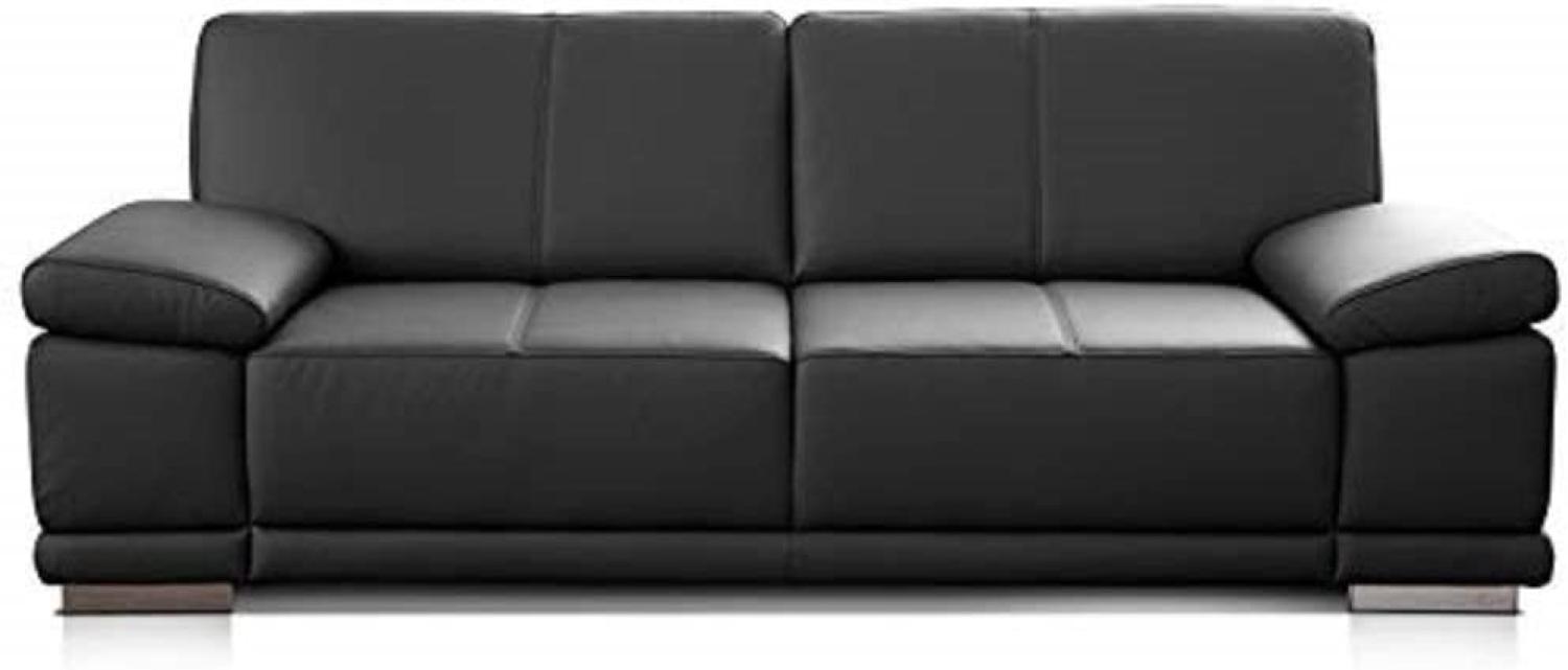 CAVADORE 2,5-Sitzer Sofa Corianne / Kleine Echtleder-Couch im modernen Design / Mit Armteilverstellung / 192 x 80 x 99 / Echtleder schwarz Bild 1