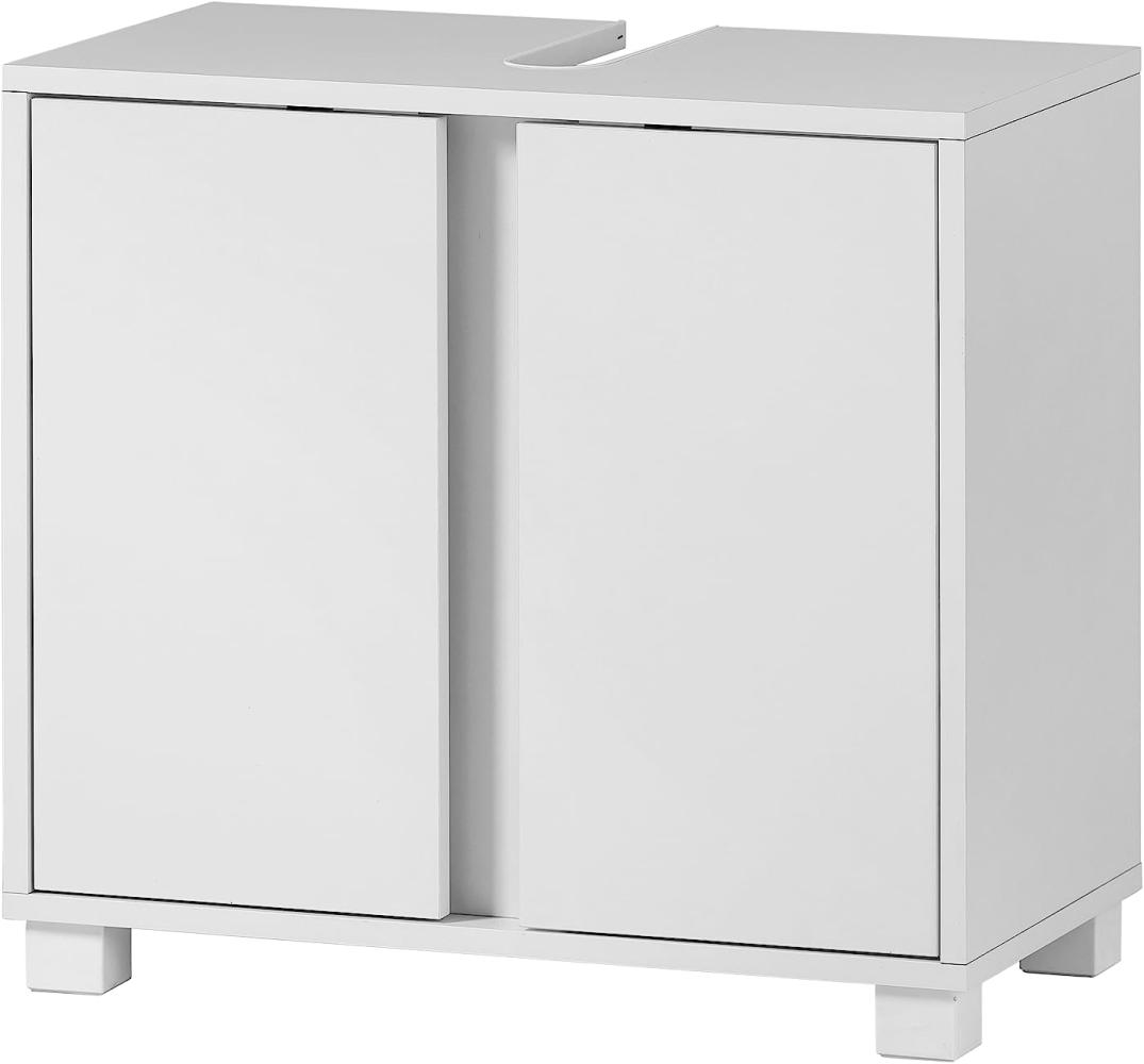 Schildmeyer Waschbeckenunterschrank Dex, Holzwerkstoff, weiß matt, 60,2 x 33 x 56 cm Bild 1