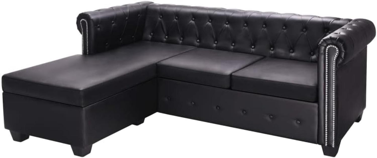 vidaXL Chesterfield Sofa in L-Form Kunstleder Schwarz Bild 1