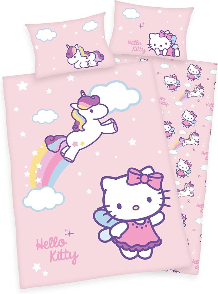 Hello Kitty Baby Bettwäsche mit Einhorn 40 x 60 und 100 x 135 cm Bild 1