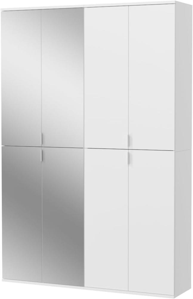 Garderobenschrank mit Spiegel SystemX in weiß Hochglanz 122 x 193 cm Bild 1