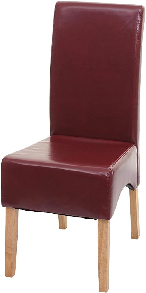 Esszimmerstuhl Latina, Küchenstuhl Stuhl, Leder ~ rot, helle Beine Bild 1