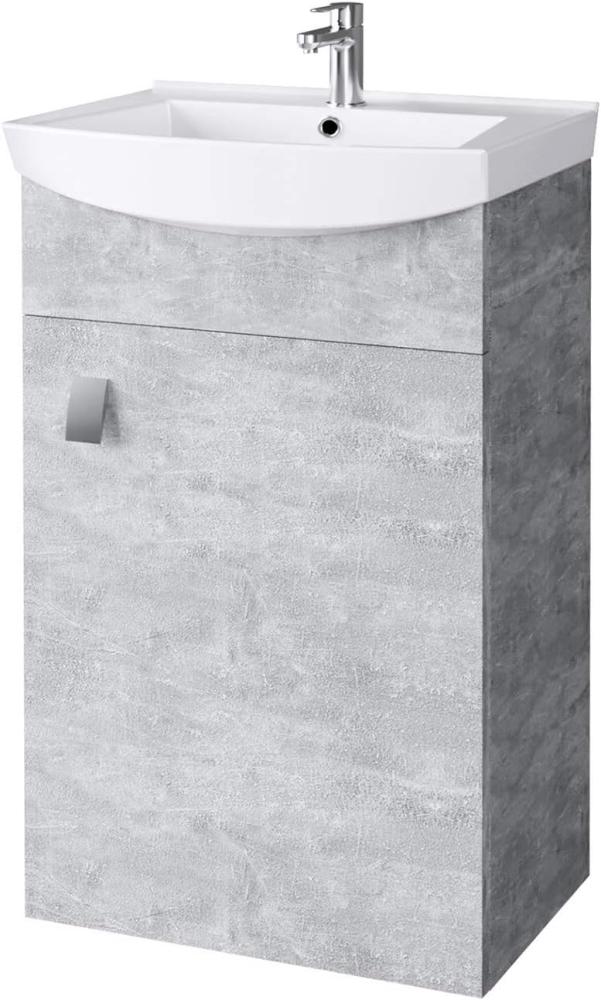 Waschbecken mit Waschbeckenunterschrank/Waschtisch-Unterschrank 45cm Gäste Bad WC (Beton) Bild 1