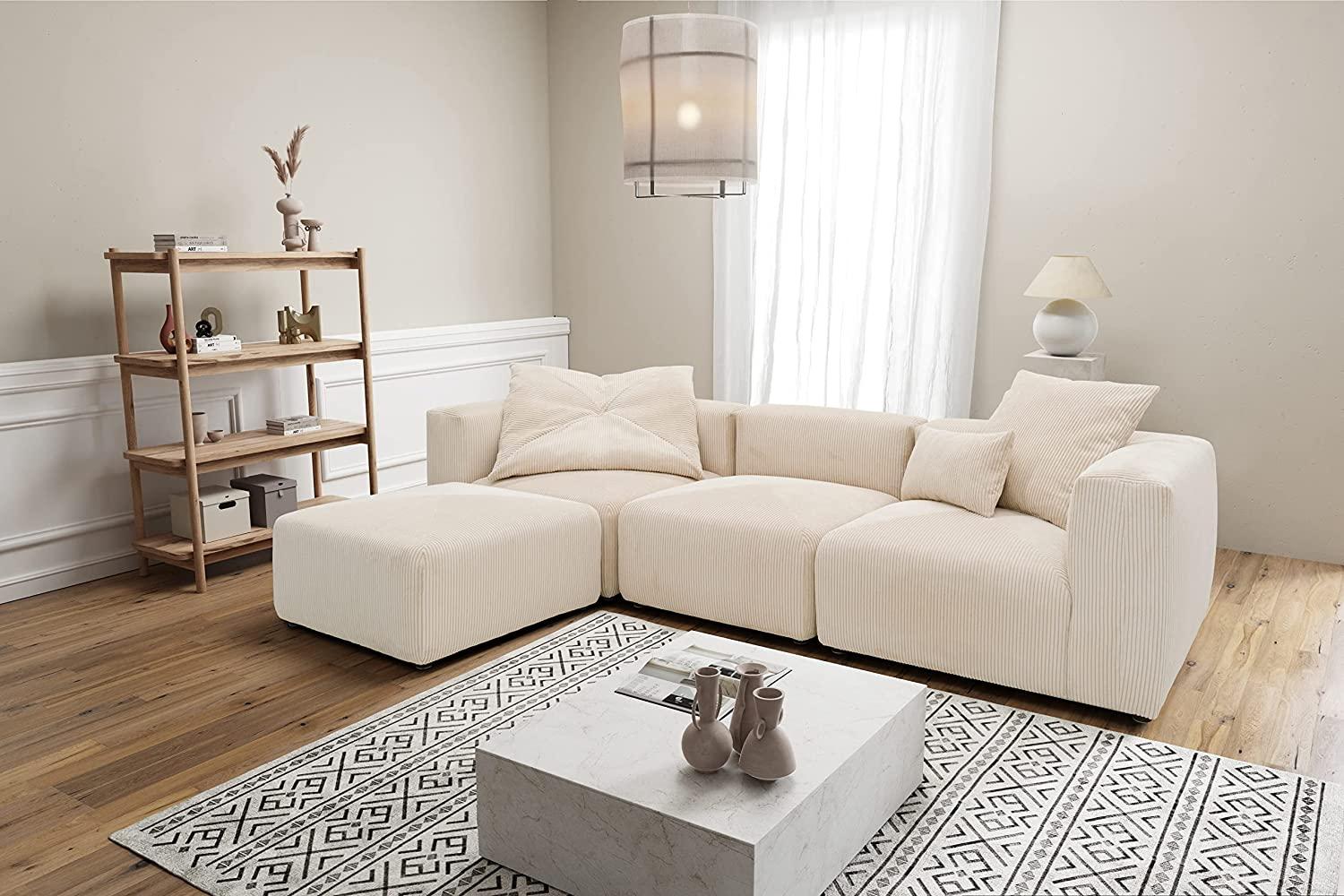 DOMO Collection Malia Ecksofa, Modulsofa in L-Form, bestehend aus 4 Modulen, Sofa, Couch, beige, 301 x 193 cm Bild 1