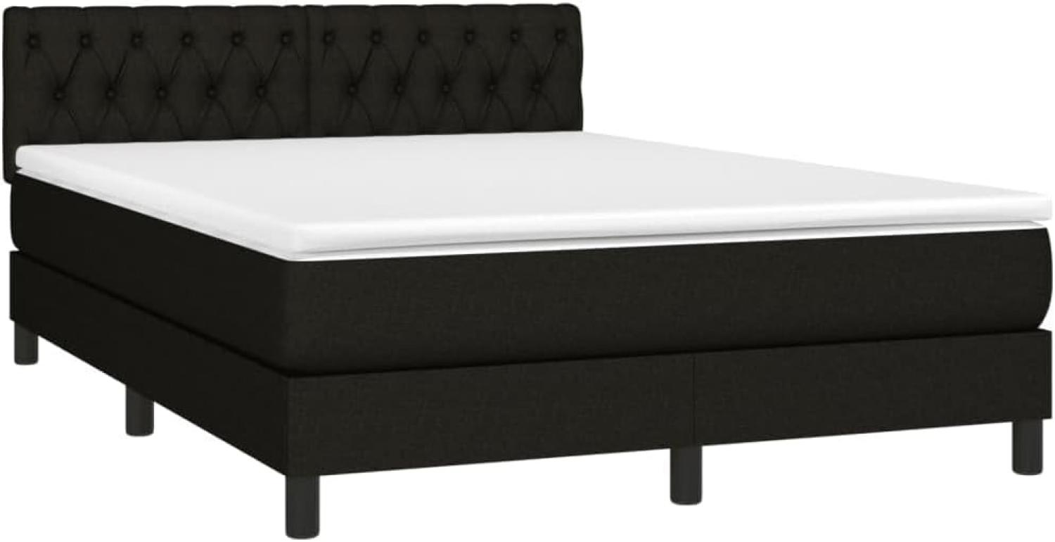 Boxspringbett mit Matratze & LED Schwarz 140x200 cm Stoff (Farbe: Schwarz) Bild 1