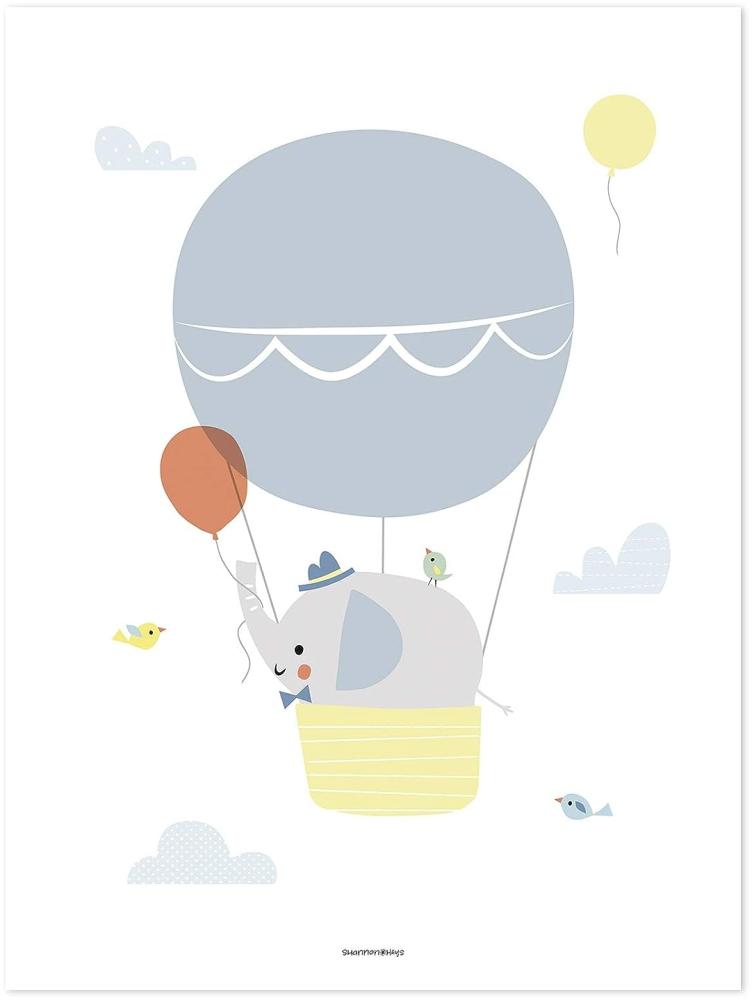Lilipinso Poster Elefant im Ballon grau gelb Bild 1