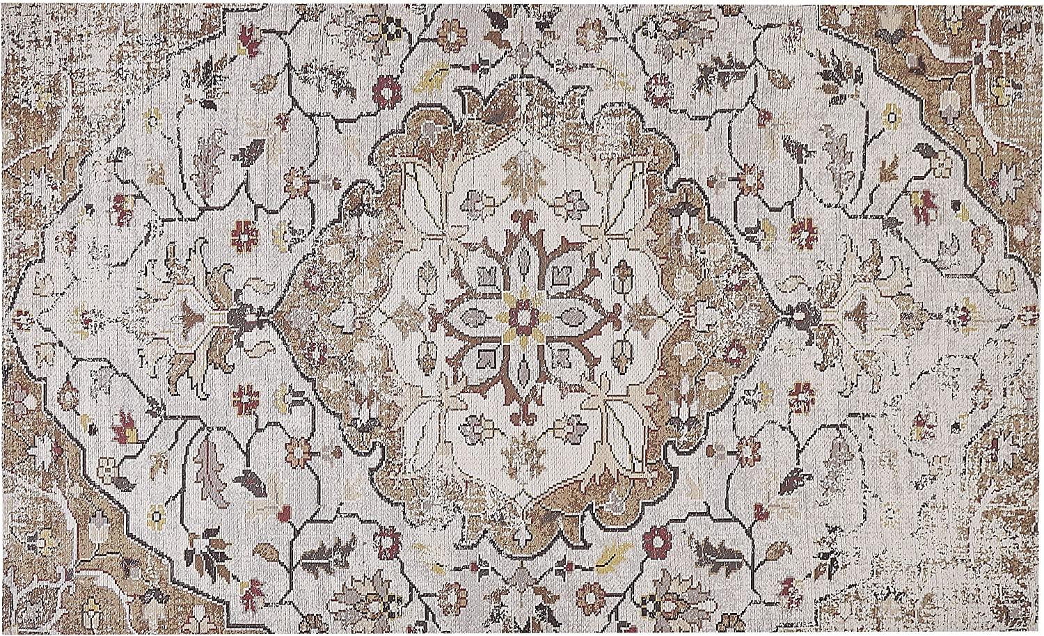 Teppich beige / braun 140 x 200 cm Blumenmuster Kurzflor KATTAKKADA Bild 1