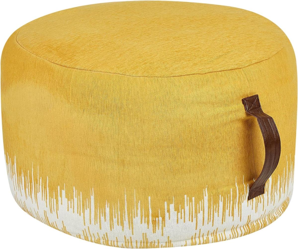 Pouf Baumwolle gelb weiß 50 x 30 cm KAWAI Bild 1