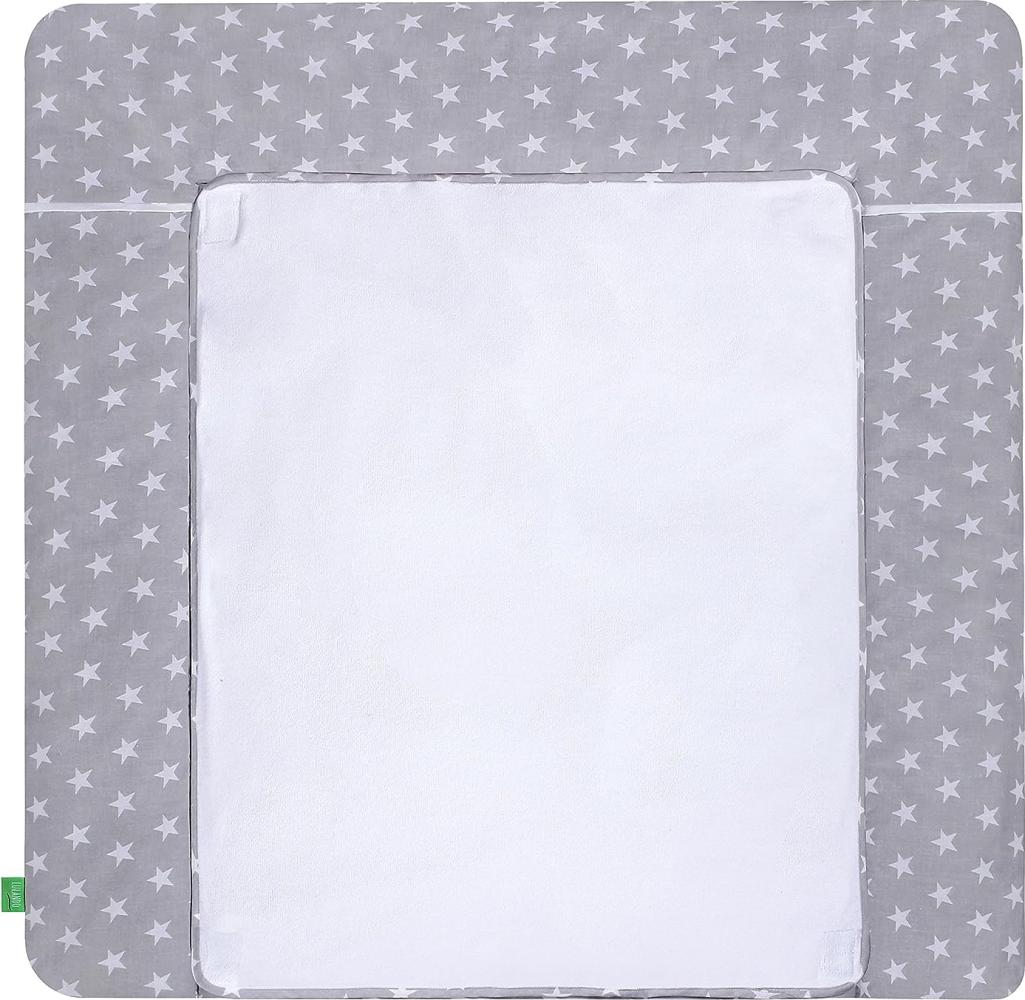 LULANDO Wickelauflage White Stars/grey 75 x 85 cm, weiß/grau Bild 1