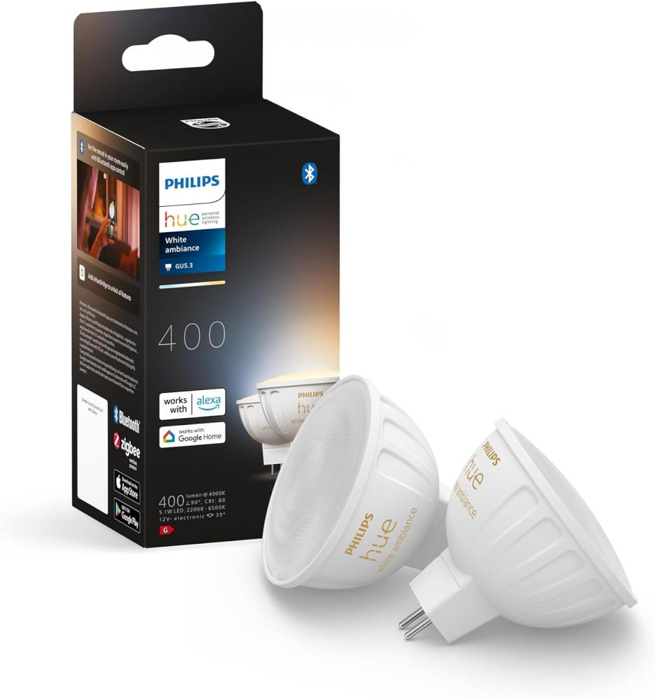Philips Hue White Amb. MR16 LED Lampe Doppelpack 2x400lm- Bild 1