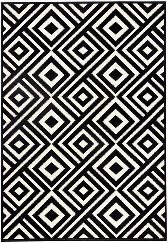 Kurzflor Teppich Art Schwarz Creme - 200x290x0,9cm Bild 1