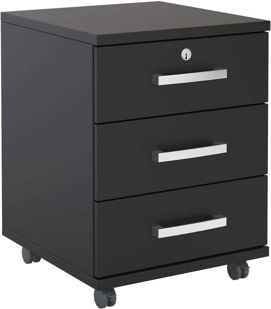 CARO-Möbel Rollcontainer Bürocontainer Büroschrank Vancouver, in schwarz, abschließbar mit 3 Schubladen, 44 x 58 x 45 cm Bild 1