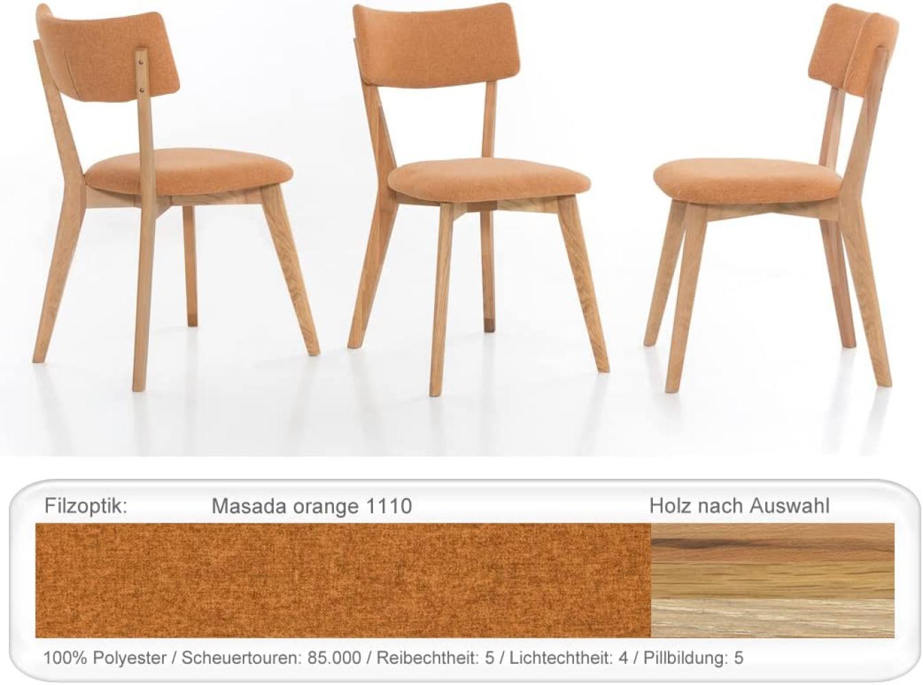 4x Holzstuhl Norina 32 Polsterstuhl Esszimmerstuhl Küchenstuhl Variant Kernbuche geölt, Masada orange Bild 1