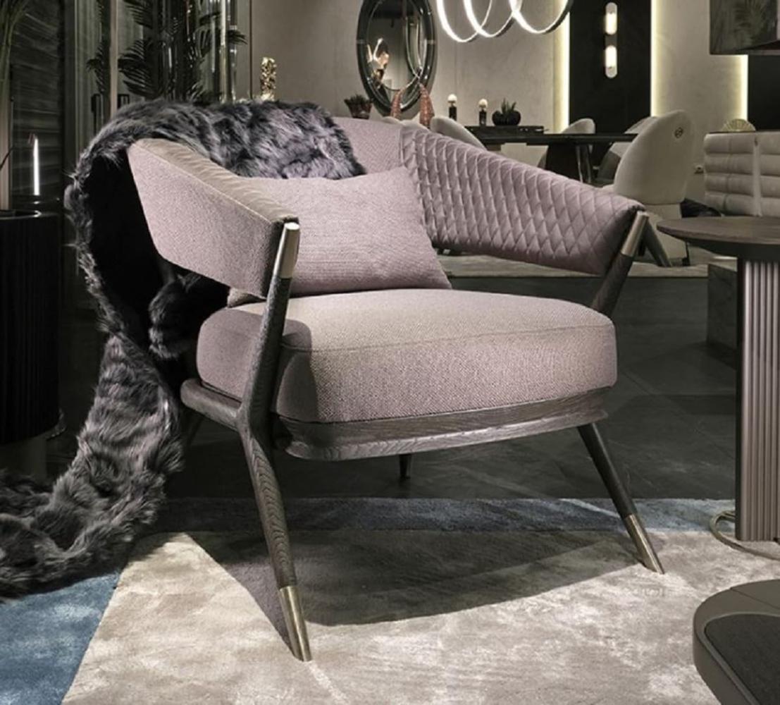 Casa Padrino Luxus Sessel Grau / Silber 76 x 82 x H. 81 cm - Wohnzimmer Sessel - Hotel Sessel - Wohnzimmer Möbel - Hotel Möbel - Luxus Möbel - Luxus Einrichtung Bild 1