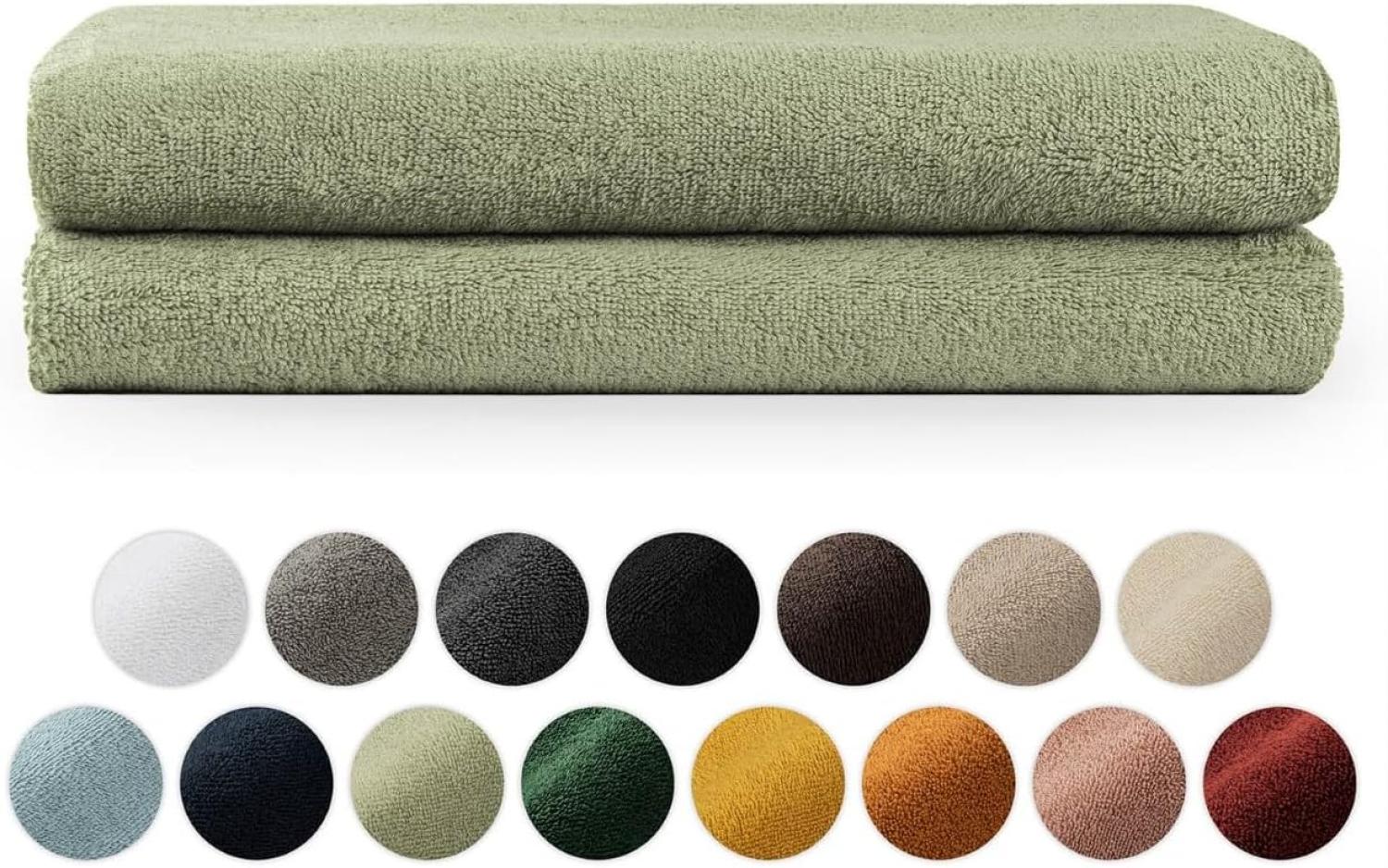 Blumtal Premium Frottier Handtücher Set mit Aufhängschlaufen - Baumwolle Oeko-TEX Zertifiziert, weich, saugstark - 2X Badetuch (70x140 cm), Pastel Green (Grün) Bild 1