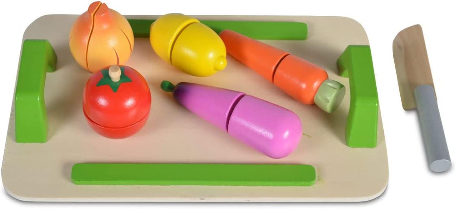 Moni Spielzeug Gemüse-Set 4308 aus Holz, 12-tlg, Messer, Brett, Klettverbindung bunt Bild 1