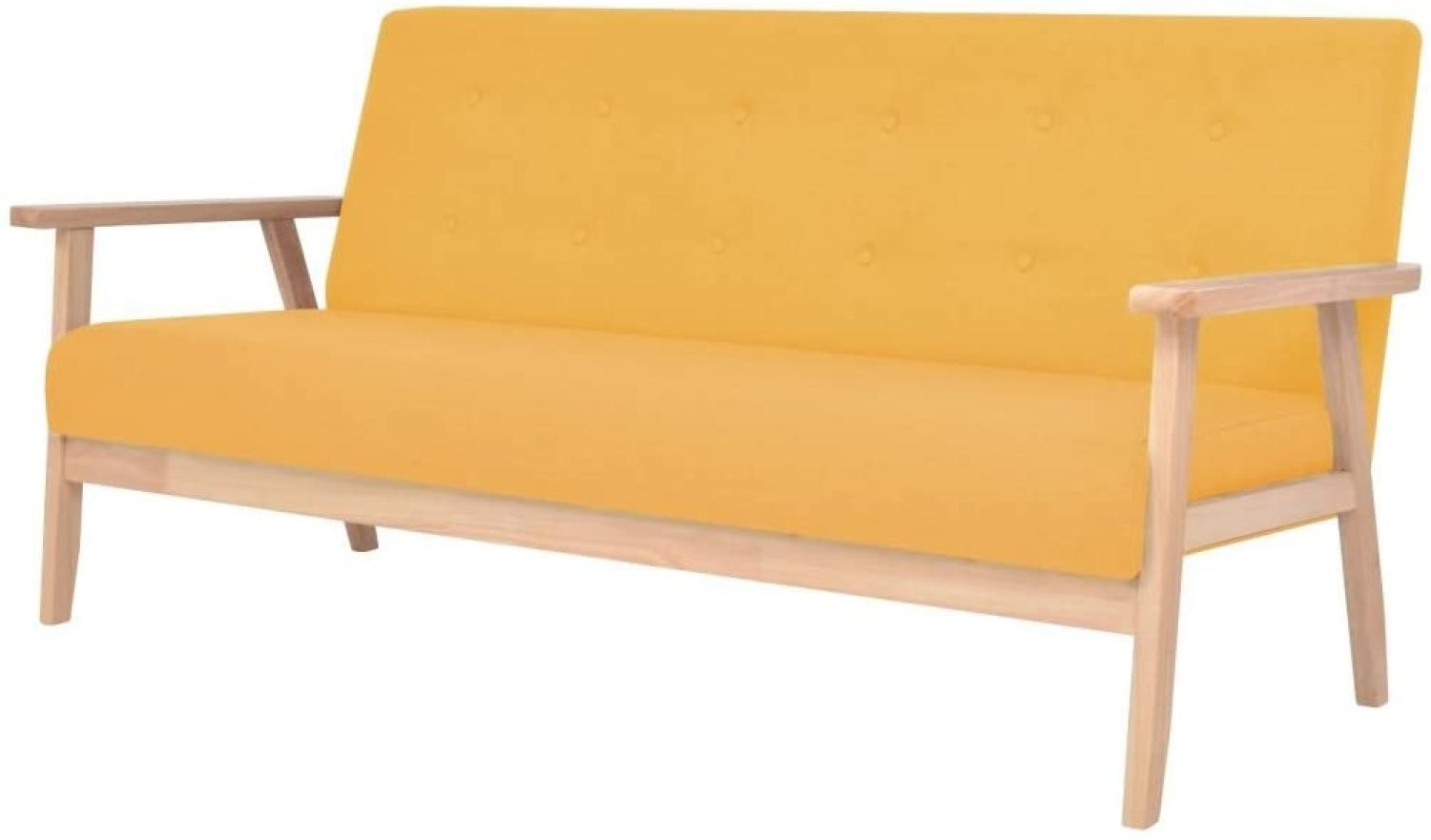 vidaXL 3-Sitzer Sofa Stoff Gelb Bild 1